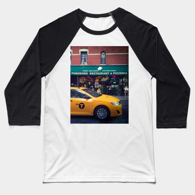 Spring Street Yellow Cab Restaurant Pizzeria Manhattan NYC Baseball T-Shirt by eleonoraingrid